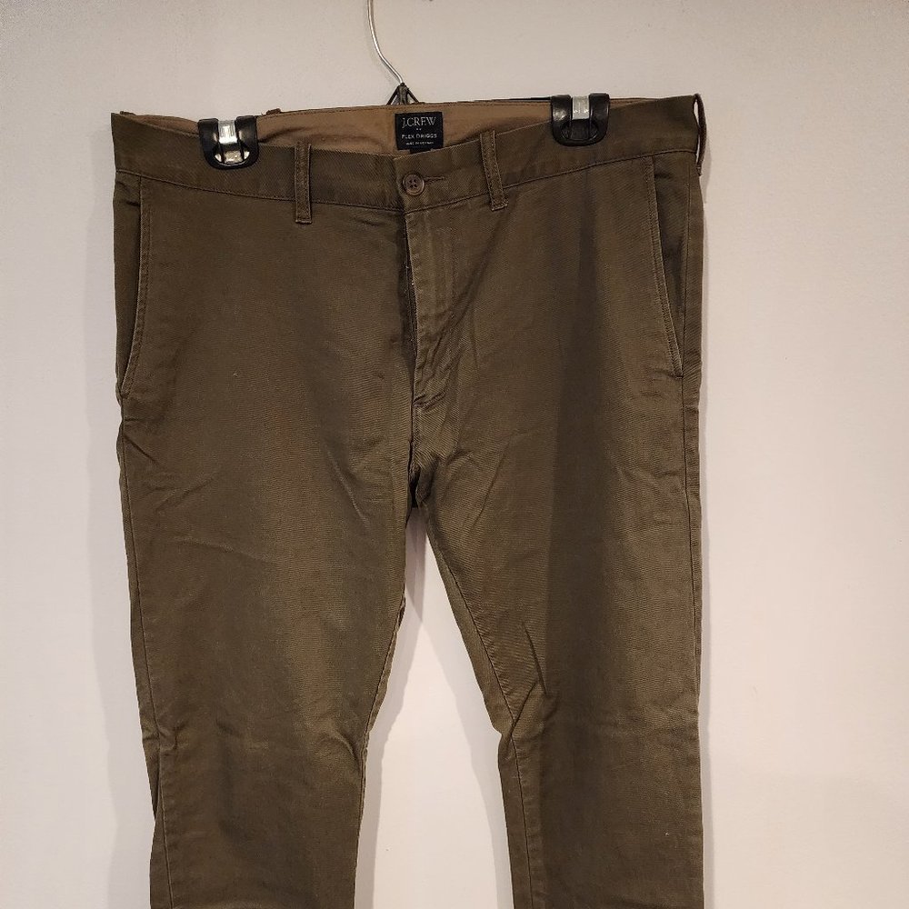 J.Crew Pants The Driggs Mens 33x30 Slim Fit Straight Leg Olive Cotton Chino